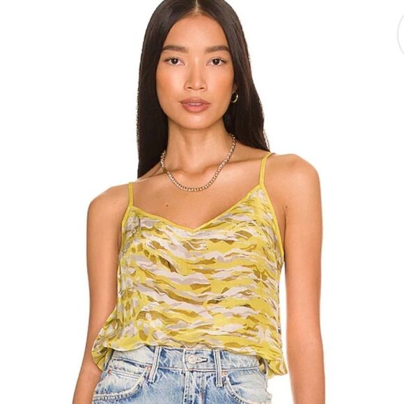 ALLSAINTS Tami Oniyuri Spaghetti Strap Tank Top Yellow size 0 NWT $135 - Picture 3 of 7